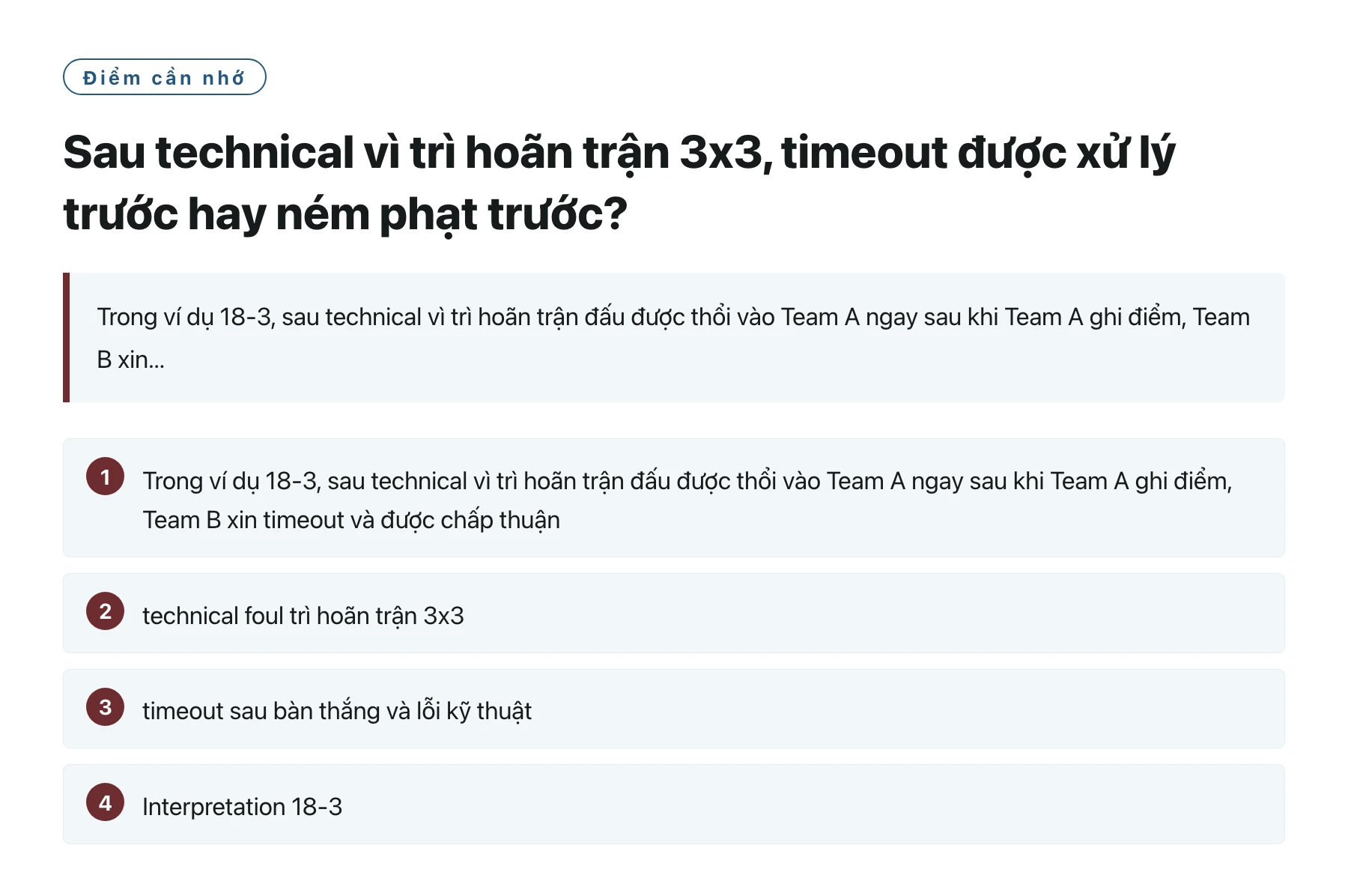Sau technical vì trì hoãn trận 3x3, timeout được xử lý trước hay ném phạt trước?——全文要点速览